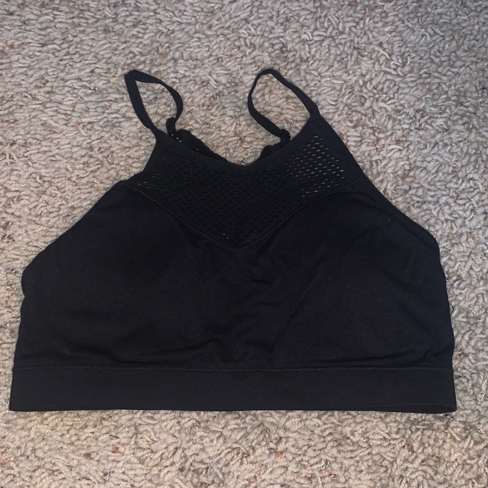 Padded black sports bra